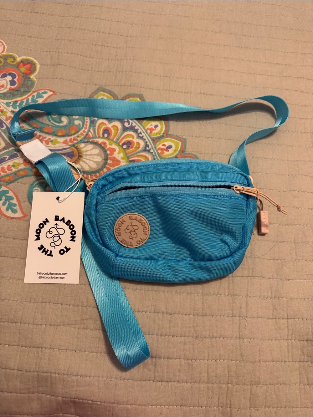 Baboon to the Noon! Turquoise Mini Crossbody Belt Bag